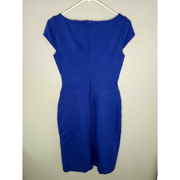 White House Black Market Cap Sleeve Knee Length Sheath Dress Royal Blue Womens 0 - Picture 5 of 9